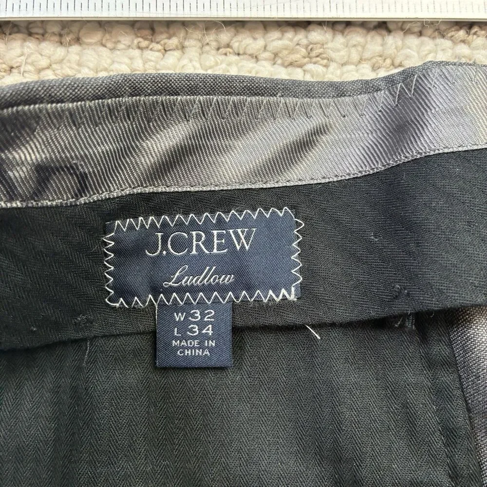 J Crew Ludlow Pants 32x34 Mens Loro Piana Superfine Wool Gray Slim Trouser